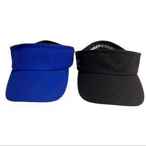 Headsweats Lot of 2 Running Visors Hats Royal Blue / Black Elastic Band